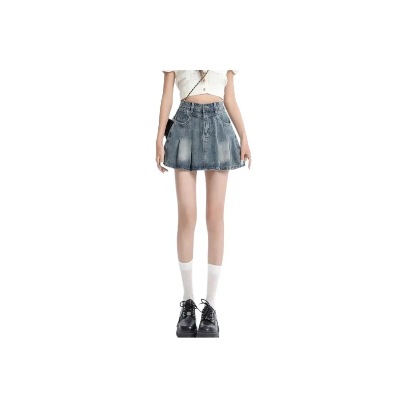 GUAILILUOLI Denim Short Skirts Women's-1