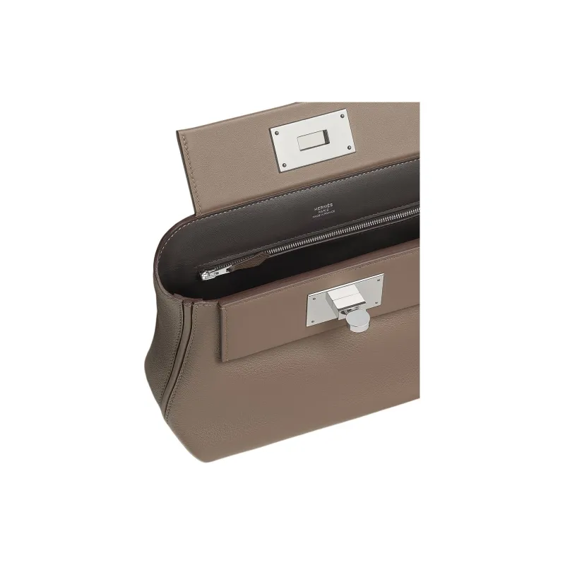 HERMES 24/24 Swift Calfskin Shoulder Bag, Crossbody Bag, Handbag Women's Elephant Gray & Ebony-3