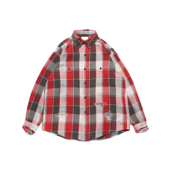 Bowwow SS25 【C30 5th ANNIVERSARY ITEM】5th ANNIV. REPAIR AGEING FLANNEL Shirt Unisex