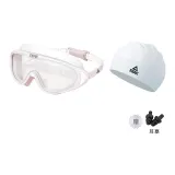 White Swim Goggles (Transparent Lens)+White Swimming Cap
