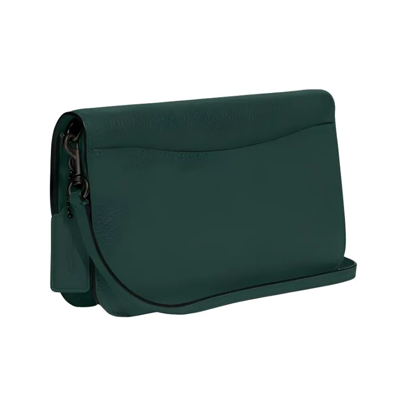 COACH Hayden Polished Pebbled Leather Shoulder Bag, Crossbody Bag Women's Dark Green-1