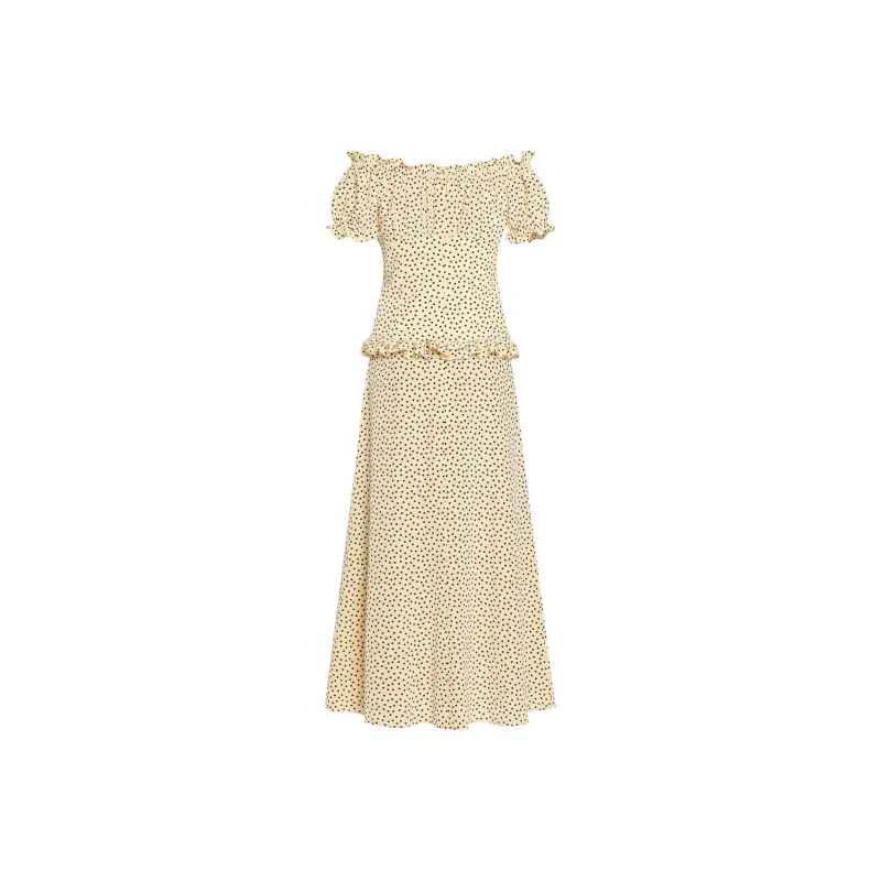 Alessandra Rich Polka dot Off shoulder Midi Dress-1