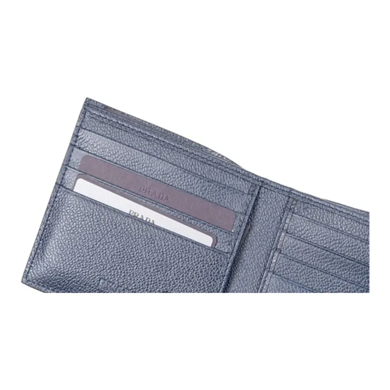 PRADA Calfskin Wallet Men's Dark Blue-4