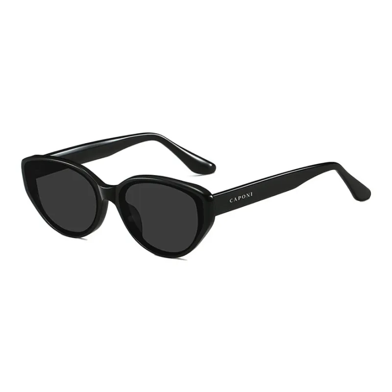 CAPONI Plate Frame TR/Memory Plastic Cat Eye Sunglasses Unisex Black-0