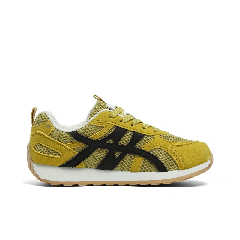 HUANQIU Height Increasing Abrasion Resistant Lightweight Breathable Slip Resistant Low Top Casual Shoes Women's Yellow-2