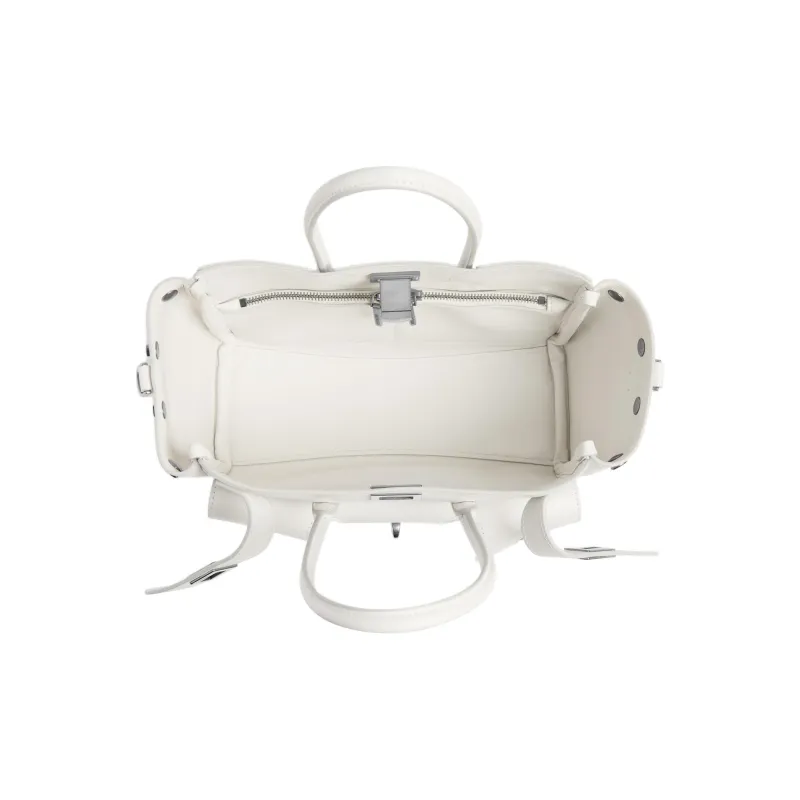 Balenciaga Bel Air Cow Leather Handbag Mini Women's White-4