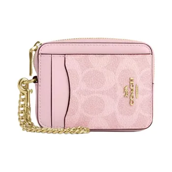 COACH Coated Canvas Card Holder Mini Women's Pink