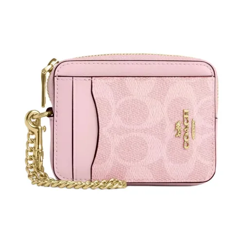 COACH Coated Canvas Card Holder Mini Women's Pink