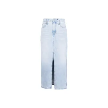 CALVIN KLEIN SS24 Series Denim Long Skirt Women's Denim Light Blue