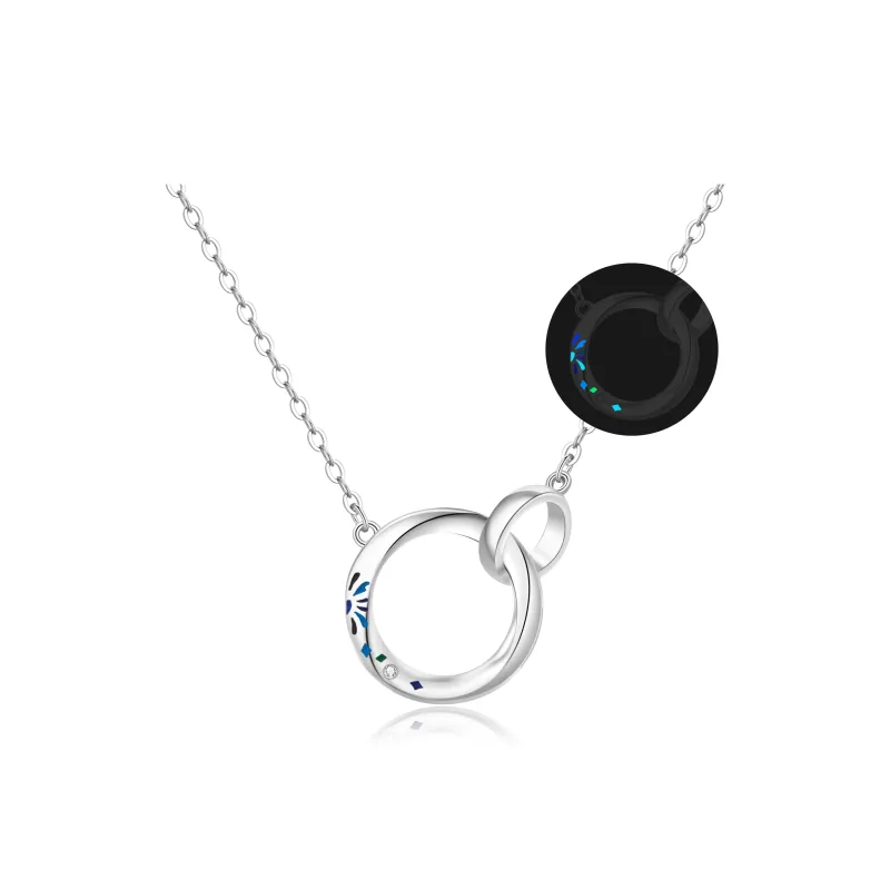 Lao Feng Xiang S925 Silver Necklace Pair Unisex-2
