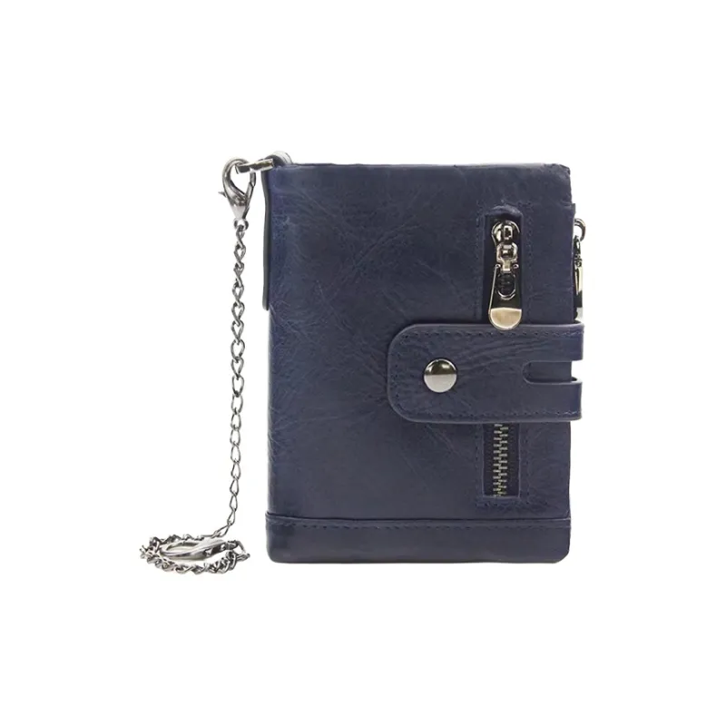 CARTELO Top Grain Cow Leather Coin Purse Multiple Card Slots Wallet Men's Black/Coffee/Brown/Red/Royal Blue/Green-6