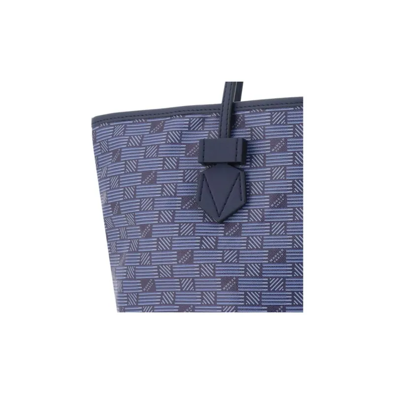 MOREAU Leather Handbag Shoulder Bag Medium Size Women's Marine Blue-3