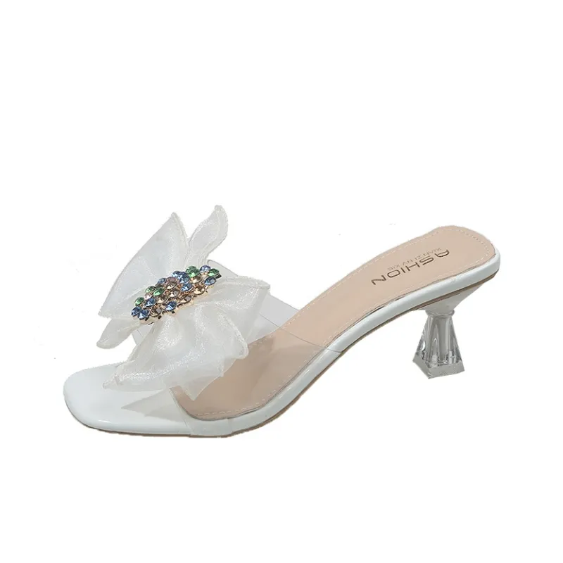 AJPAP Rubber Sole Embroidery Sequins Rhinestone Slide Slippers Women's-10