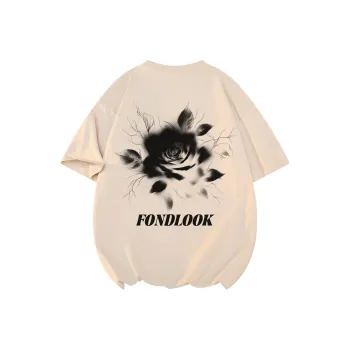 FONDLOOK T-Shirts Unisex Light Beige Apricot