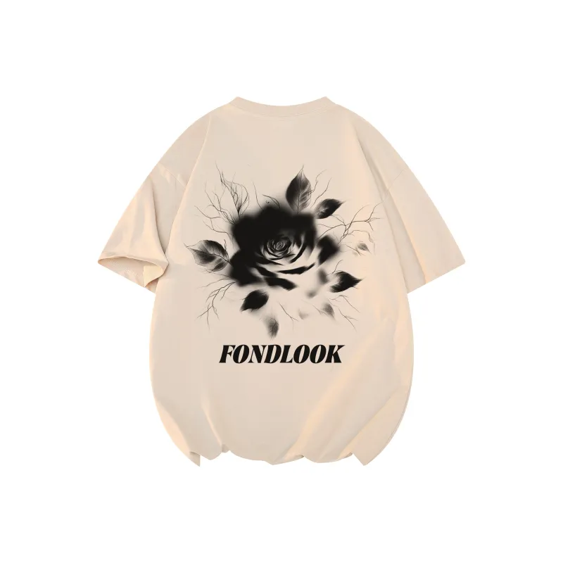 FONDLOOK T-Shirts Unisex Light Beige Apricot-0