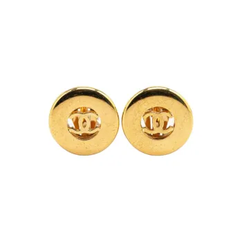 CHANEL 1997 Plated Cc Round Clip On Earrings Costume Earrings