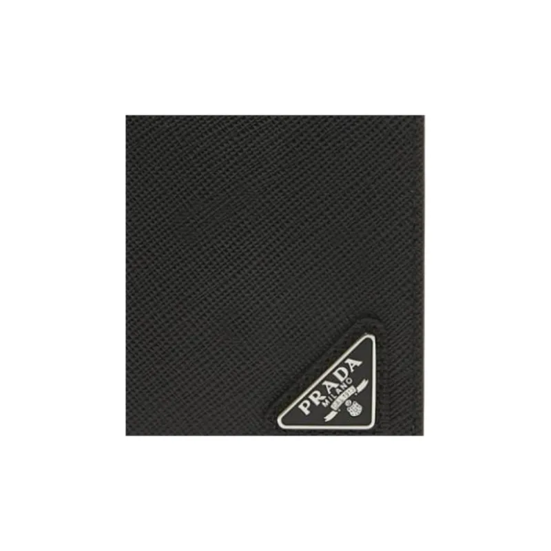 PRADA Leather Card Holder Unisex Black-7