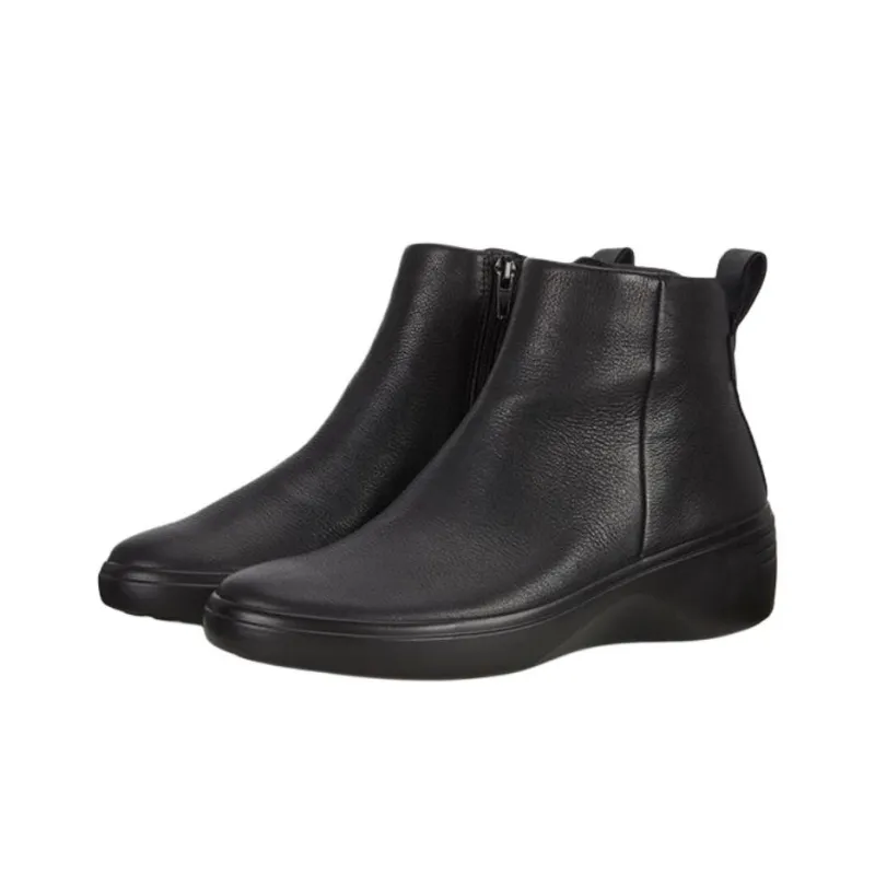 Ecco Soft 7 Wedge Ankle Boots 3.5cm Women's Black-2