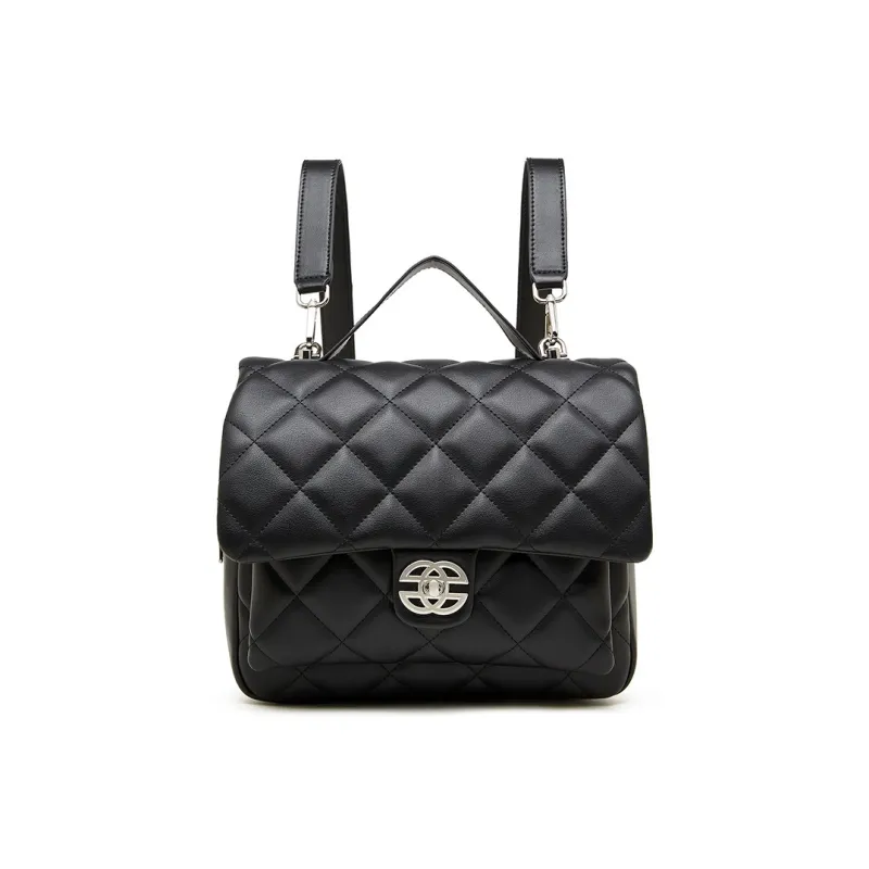 VANDEE Cow Leather Backpack Regular Women's Black/White-3