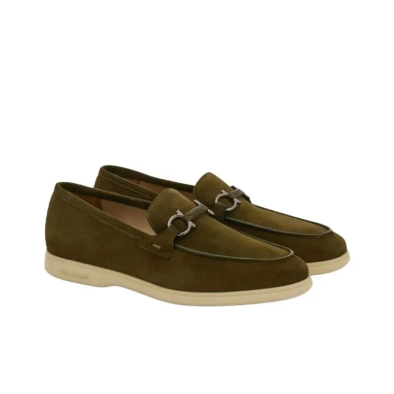 FERRAGAMO GANCINI Loafers Men's Olive Green-2