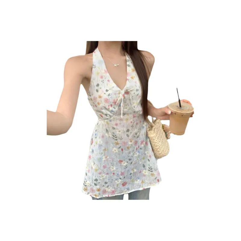 FLIM Tank Tops Women's Floral Halter Camisole-0