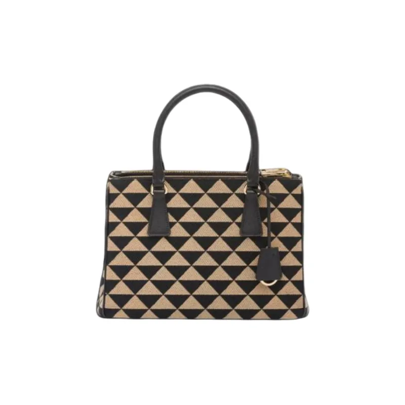 PRADA Fabric With Leather Handbag Women's Brown & Black-1