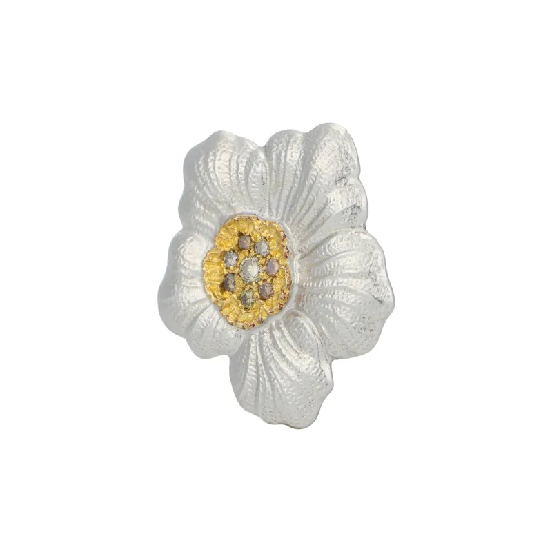 BUCCELLATI BLOSSOMS Series Silver Colored Rhinestone Earrings Women's-2