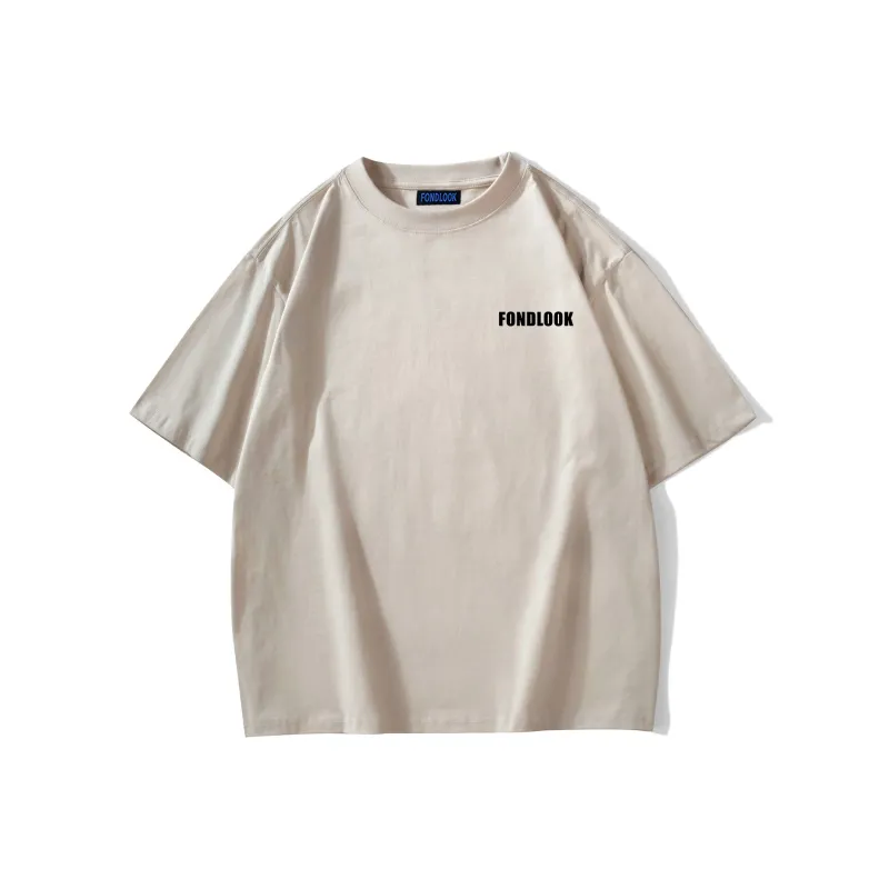 FONDLOOK T-Shirts Unisex Light Beige Apricot-1