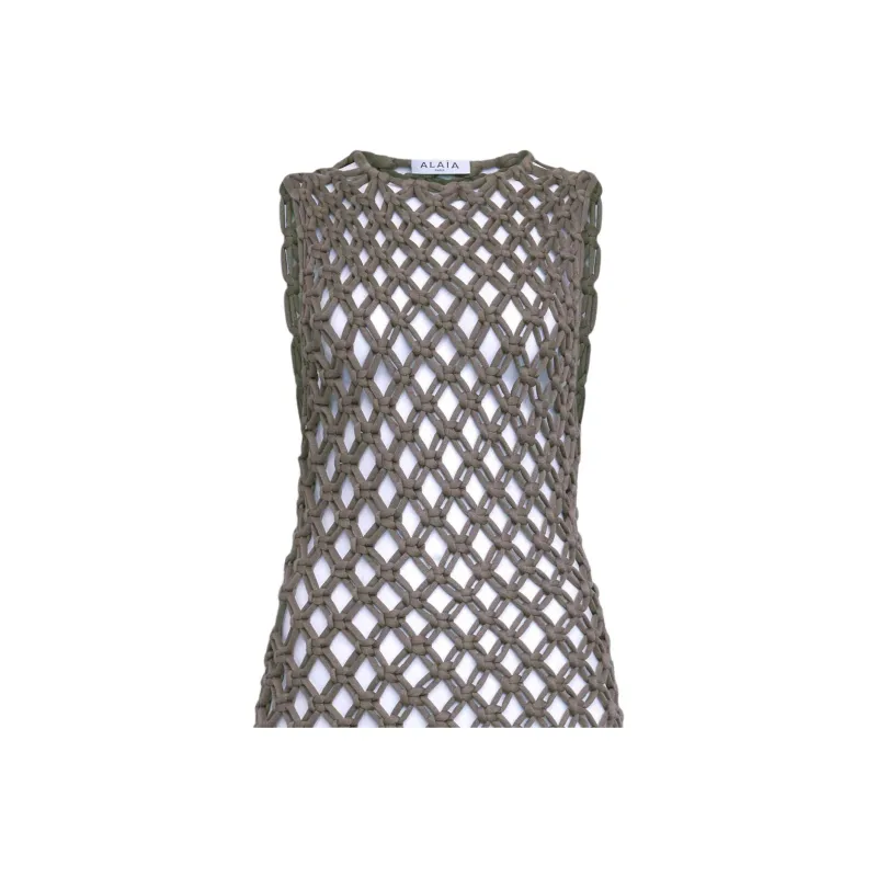 Alaia SS25 Sleeveless Dress Women's Taupe-1