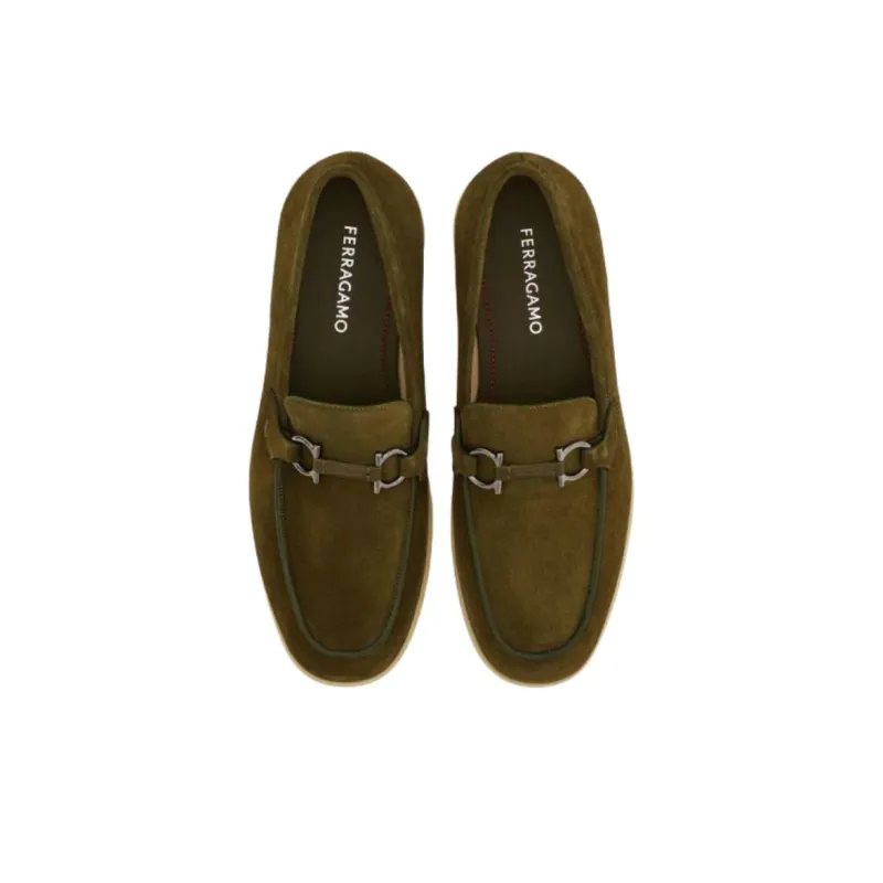 FERRAGAMO GANCINI Loafers Men's Olive Green-3