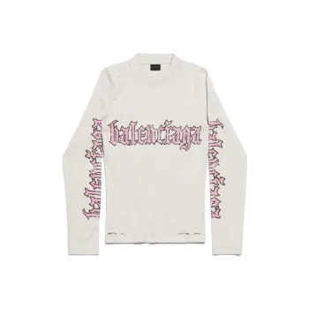 Balenciaga FW25 T Shirt Women's Distressed White Regular Fit