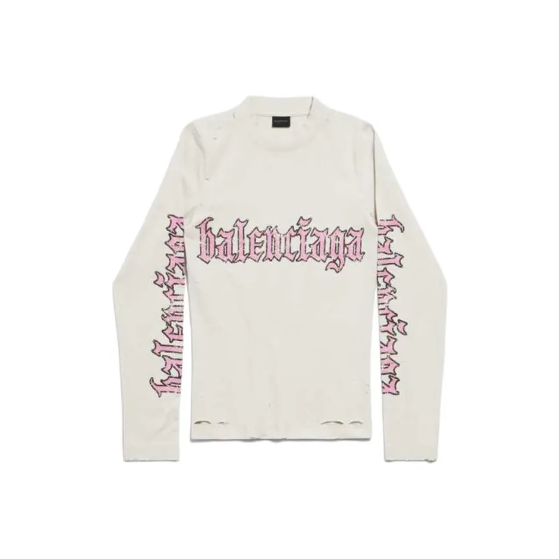 Balenciaga FW25 T Shirt Women's Distressed White Regular Fit-0