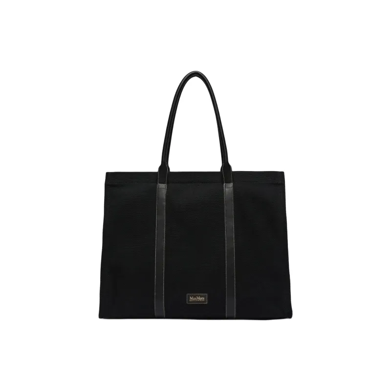 MaxMara Cotton Tote Bag, Shopping Bag, Handbag Women's Black-2