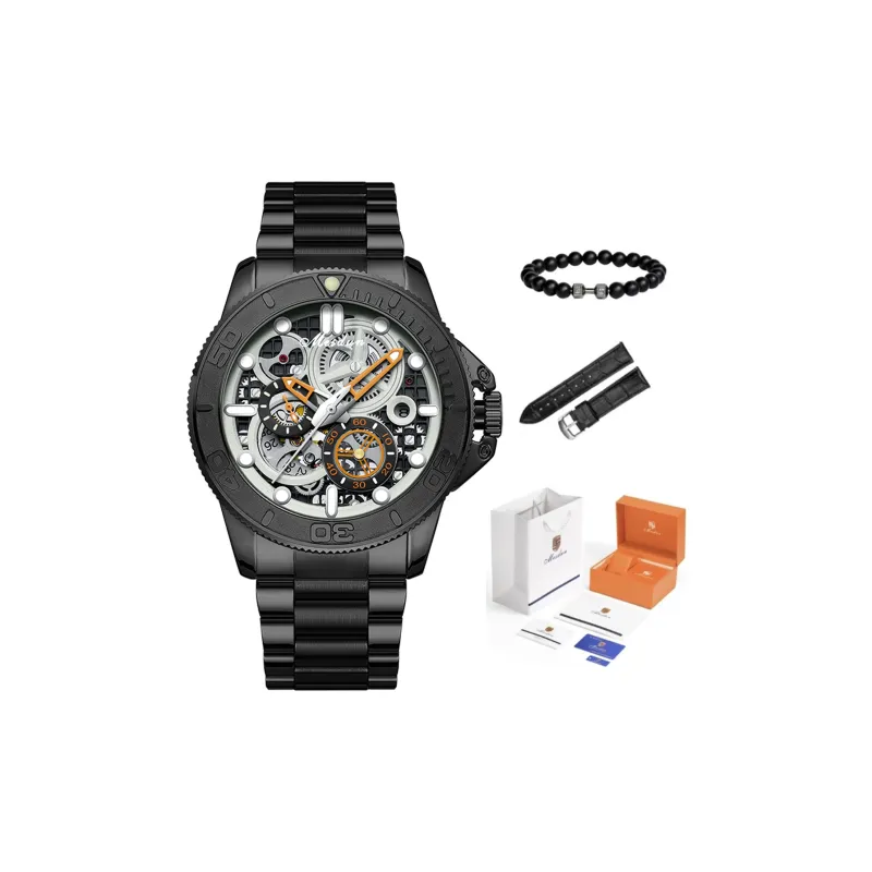 MESDUN Explorer Collection Automatic Mechanical Movement Stainless Steel Watchband Watch Men's Watches White Dial-3