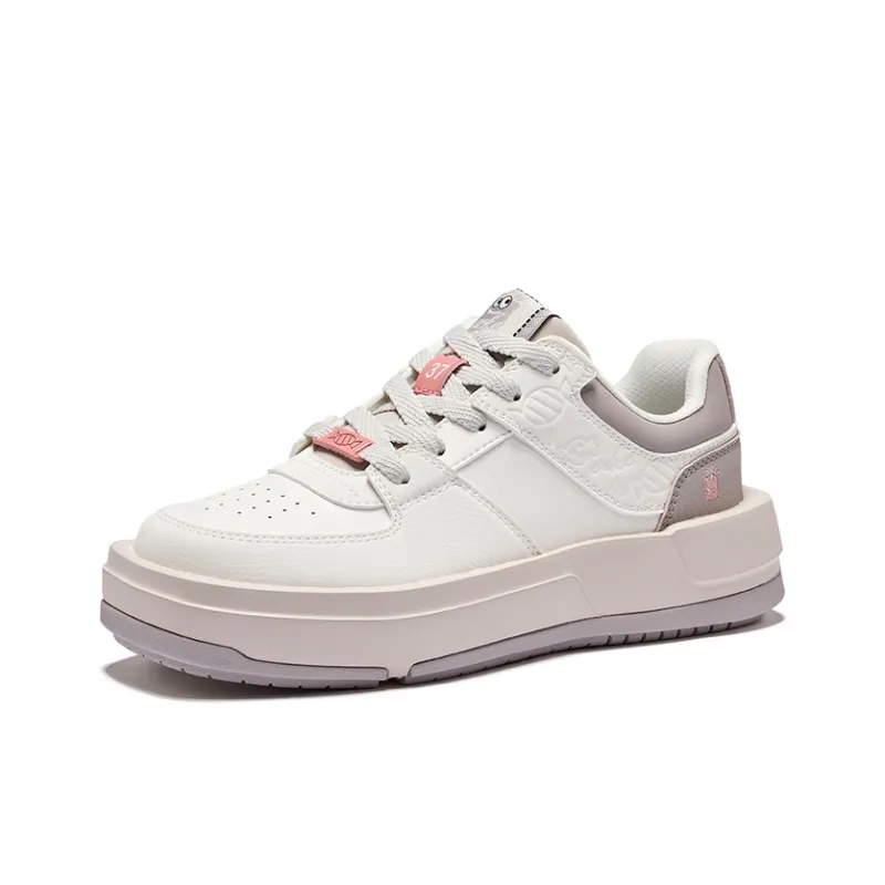 Erke Abrasion Resistant Height Increasing Low Top Skateboard Shoes Women's Microcrystal White Sand Ochre-2