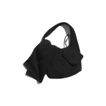 CHANEL Coco Cotton Beach Bag Handbag Unisex Black