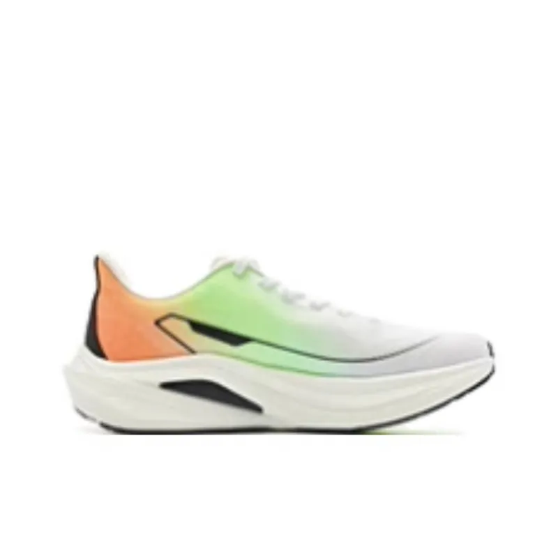 QIAODAN Boundaryless 7.0 Anti Slip Wear Resistant Low Top Sprint Running Shoes Men's White Orange Green-1
