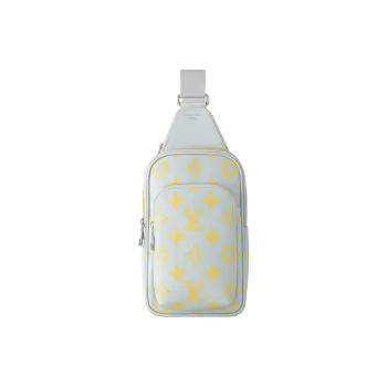 LOUIS VUITTON Avenue Coated Canvas Sling Bag Men's Gray & Yellow