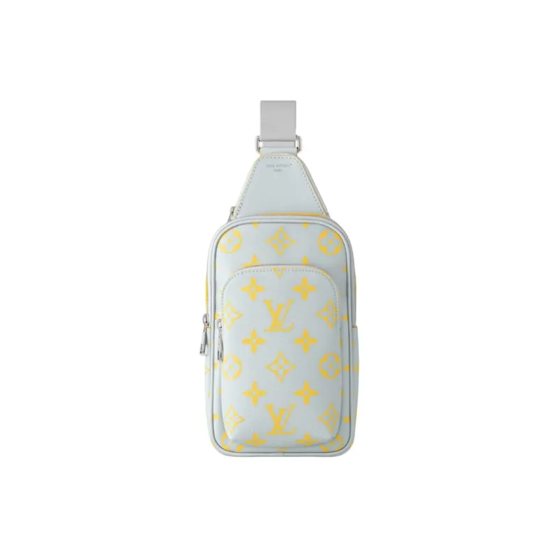 LOUIS VUITTON Avenue Coated Canvas Sling Bag Men's Gray & Yellow-0