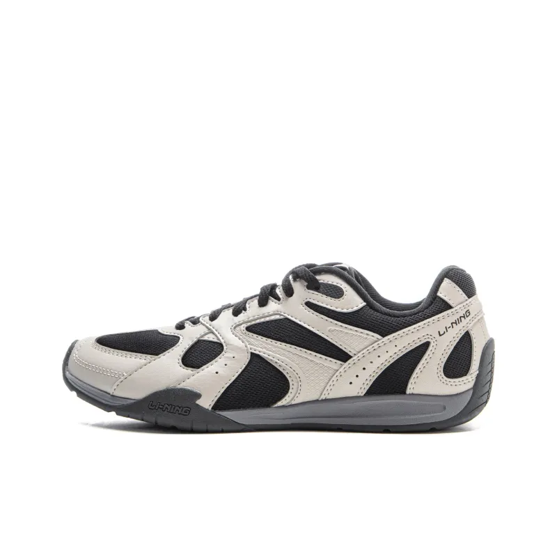 LiNing Film Retro Slip Resistant, Abrasion Resistant, Lightweight Low Top Casual Shoes Women's Gray Black-0