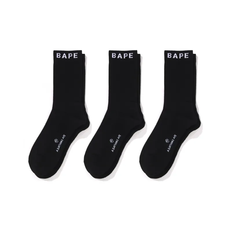 A BATHING APE Mid Calf Socks Men's 3 Pack-0
