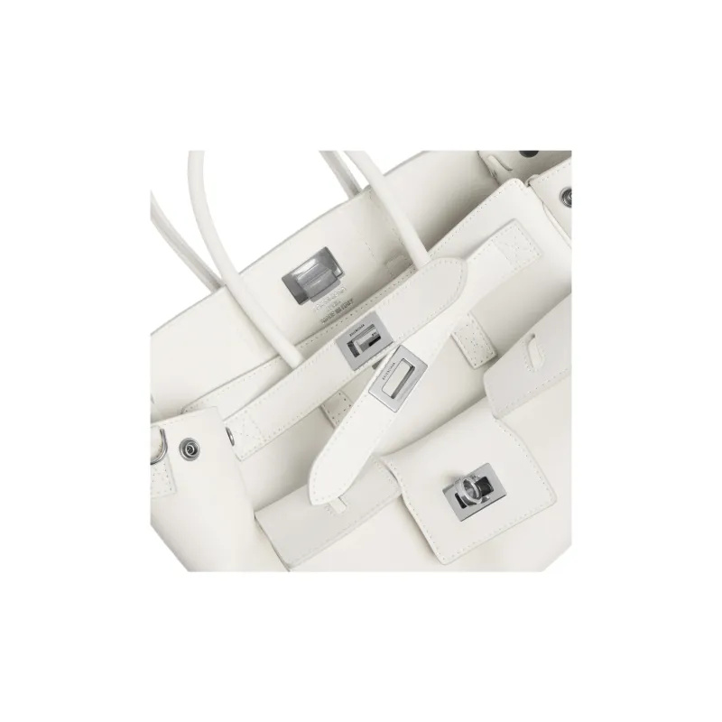Balenciaga Bel Air Cow Leather Handbag Mini Women's White-5