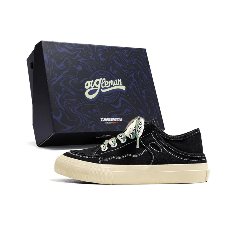 OUGLEMEN Slip Resistant And Abrasion Resistant Coverage Low Top Canvas Shoes Men's Box-0
