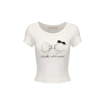 CHIWAWAMEME T Shirts Women's Polka Dot Set in Sleeve