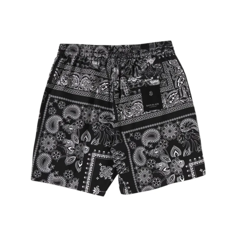BAPE BLACK Boro Paisley Camp Shorts-1