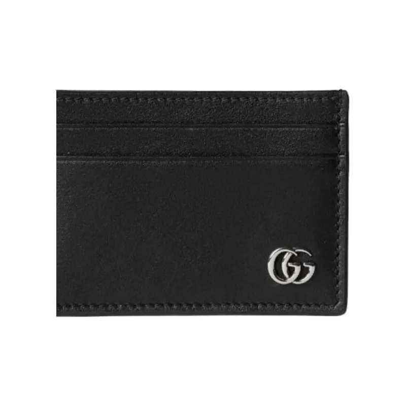 GUCCI GG Marmont Leather Card Holder Regular Men's Black-4