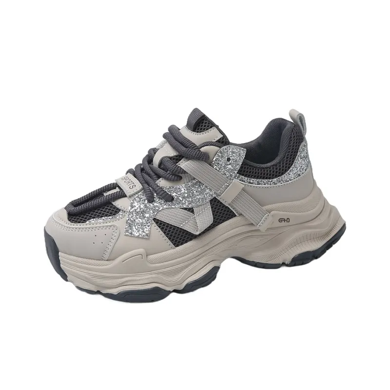 Kung Fu Partners Slip Resistant, Abrasion Resistant, Breathable Low Top Chunky Sneakers Women's-0