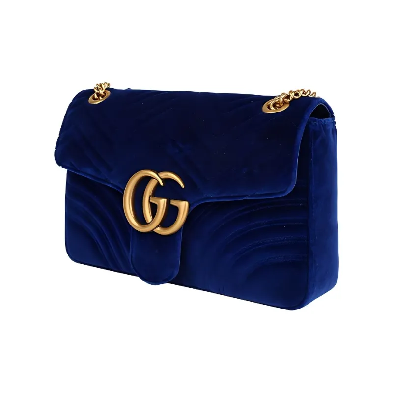 GUCCI Velvet Crossbody Bag Shoulder Bag Women's Dark Blue-1