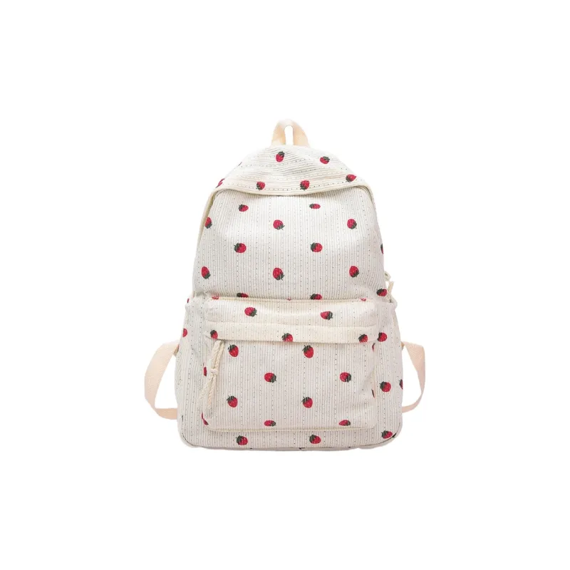 Meow In The Grass Corduroy Backpack Women's Black/White/Light Pink/Dark Pink/Green/Coffee-6