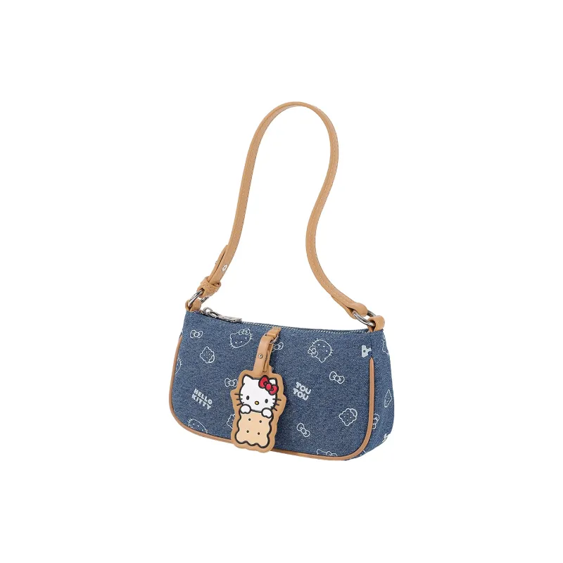 TOUTOU Hello Kitty Collaboration Hello Kitty Fabric Shoulder Bag Regular Women's Denim Blue-5